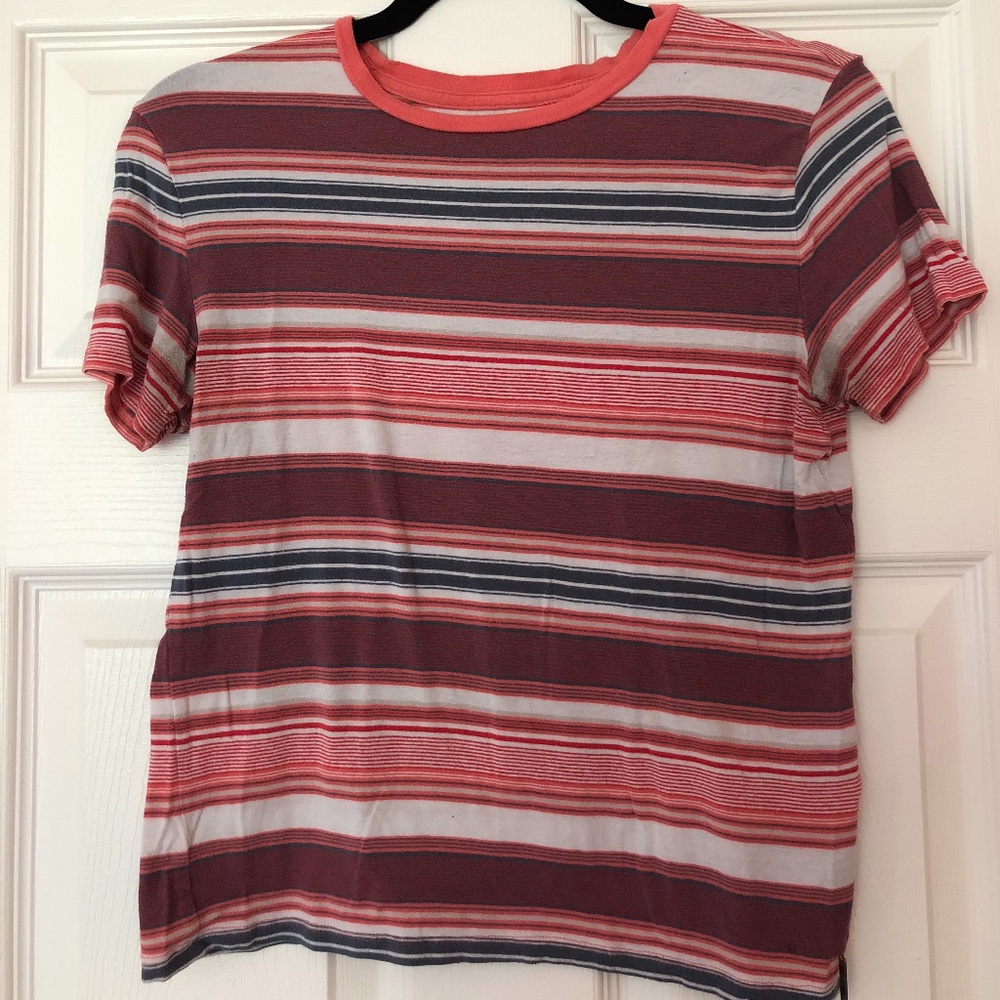 Striped pink and blue soft t-shirt